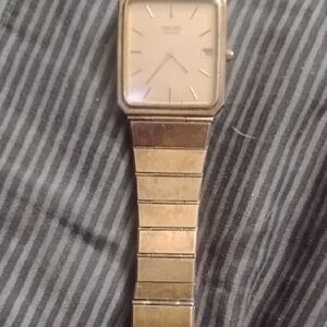 Seiko Gold-Tone Square Dial Watch